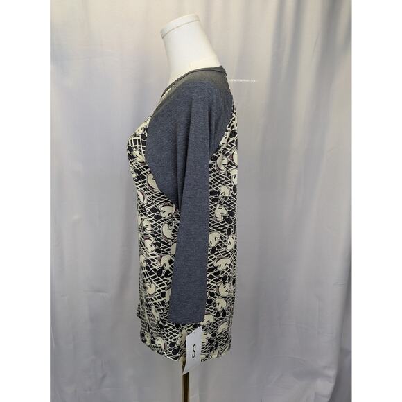 LuLaRoe Disney Randy Mickey Mouse Baseball Tee Top S Small Gray Raglan Shirt NWT - Picture 2 of 10